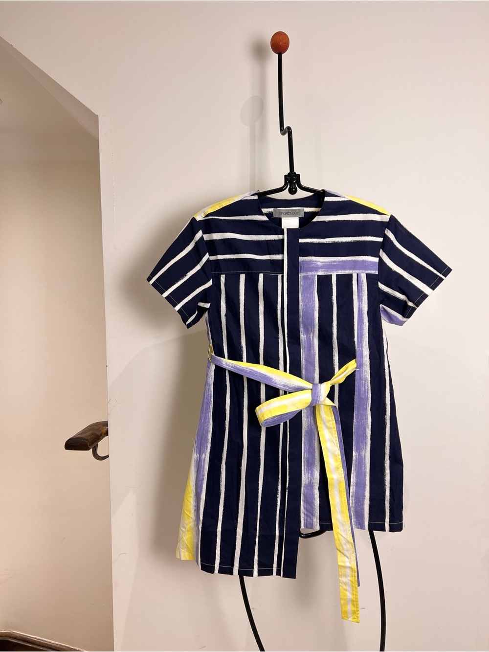 MaxMara Navy and Yellow Striped Tie-Waist Kids Dress